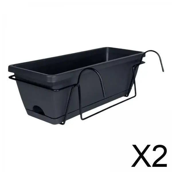 

Window Box Planter Rectangular Balcony Hanging Planter with Tray Plastic Plant Pot for Outdoor Garden Decoration