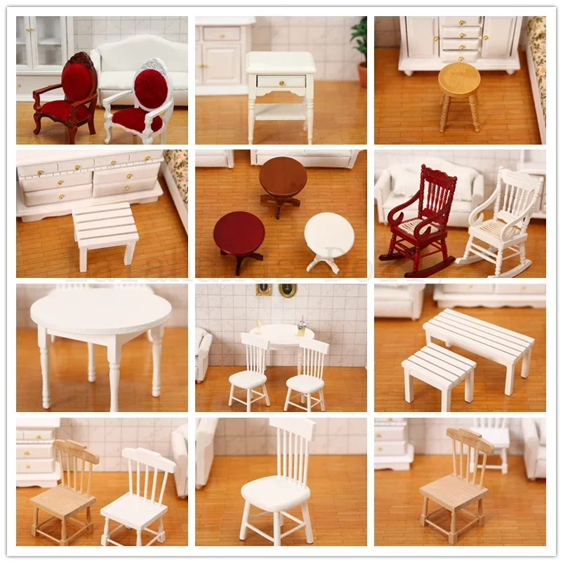 Dollhouse Mini Small Stool Chair Furniture Model Toys for Doll House Decoration 1:12 Dollhouse Miniature Accessories