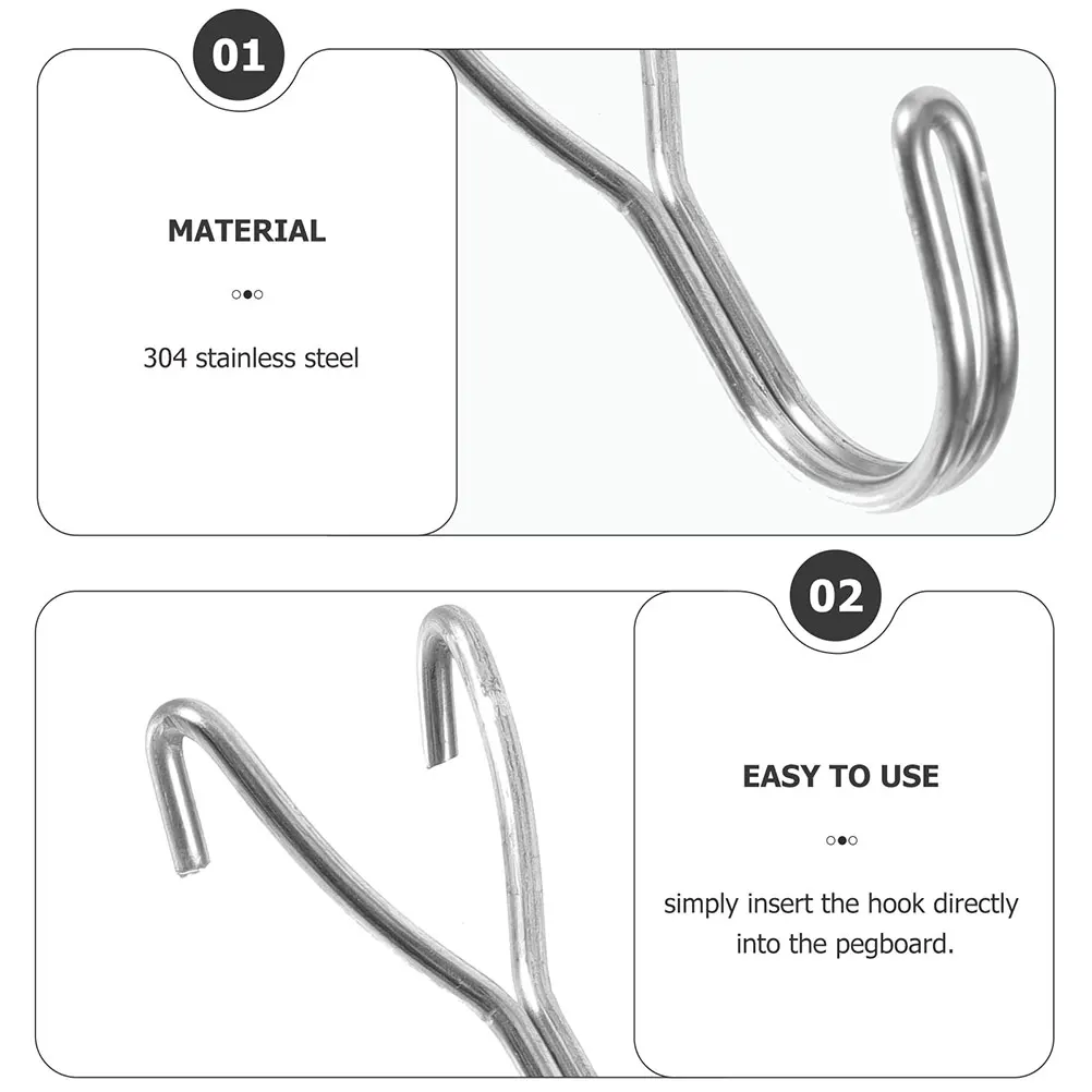 

30 Pcs Heavy Duty Peg Board Hooks for Metal Silver Hole Bulk Tools Organizer Accessories Garage Storage Wall Mounted