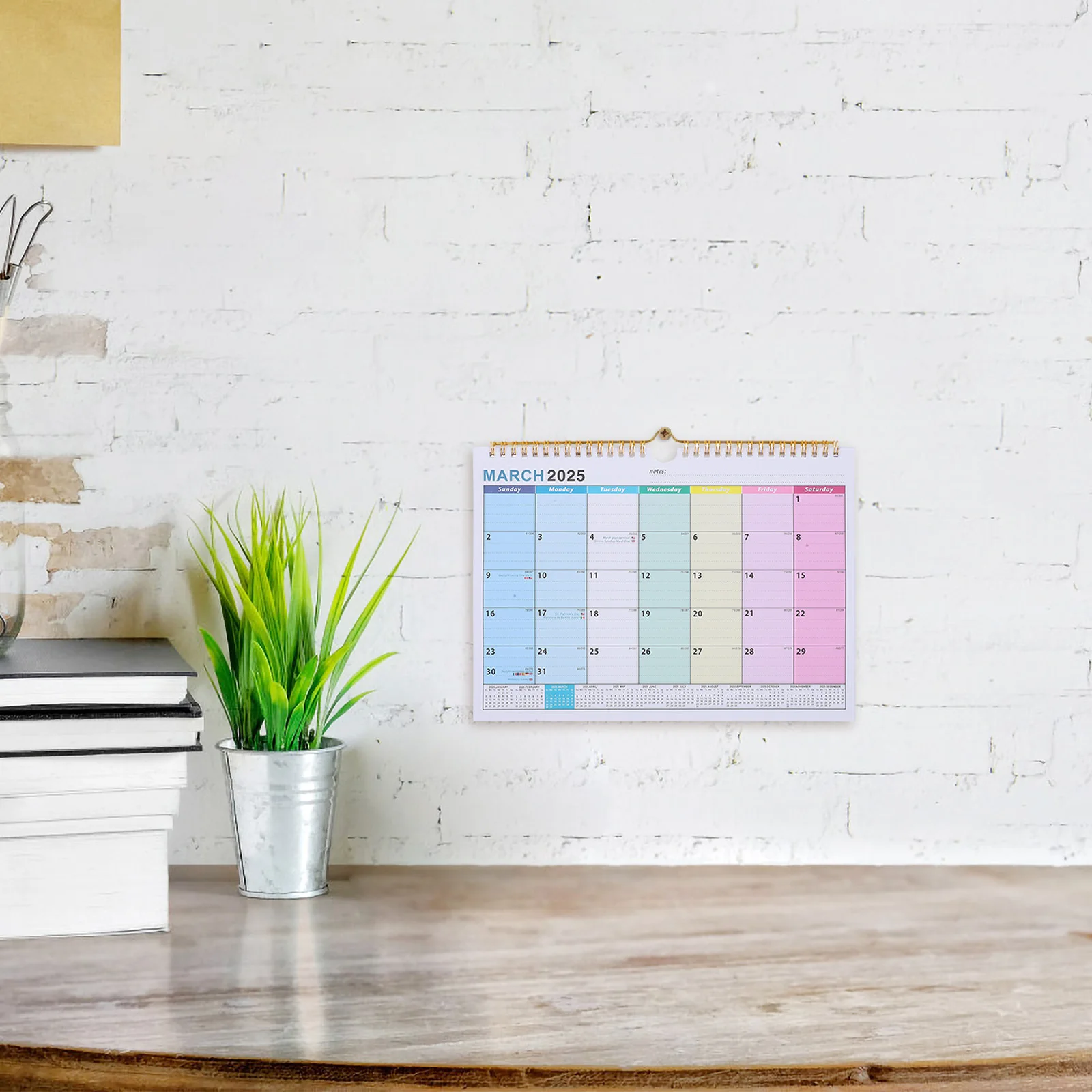 تقويم حائط 18 شهرًا 2025-2026 مخطط شهري كبير بسلك مزدوج ملزم معلق للمنزل والمكتب والمدرسة الدولية #6