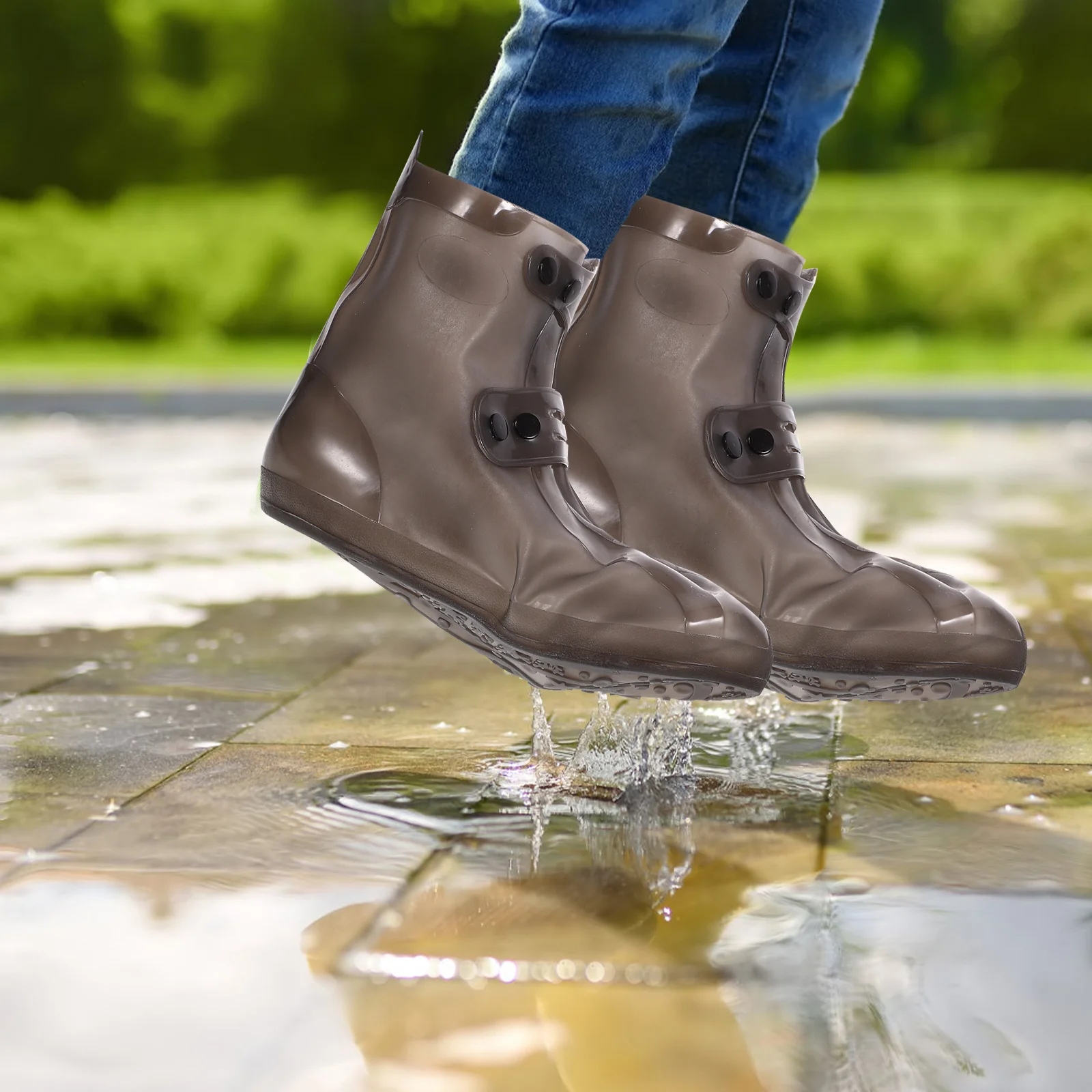 أغطية أحذية المطر المقاومة للماء باللون الأسود مقاس 40-41 قابلة لإعادة الاستخدام وقابلة للغسل وقابلة للطي للسفر في الهواء الطلق والدراجات النارية وصيد الأسماك والحديقة والمزرعة