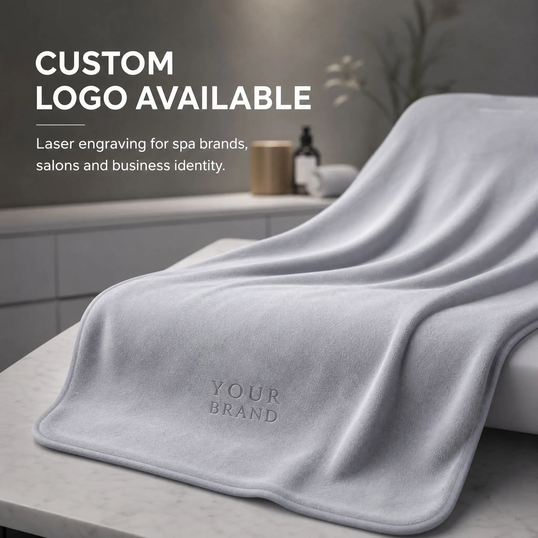 7-Piece Set of Spa Beauty Salon Microfiber Bed Towels with Laser Engraving Customization [90*180cm] Soft Velvet Large Bath Towel for Massage and Therapy Use