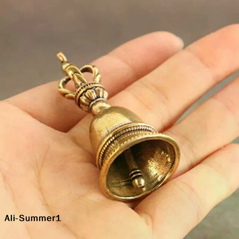 【E】Vintage Brass Bell Charm Pendant DIY Keychain Pendant Home Decoration Craft