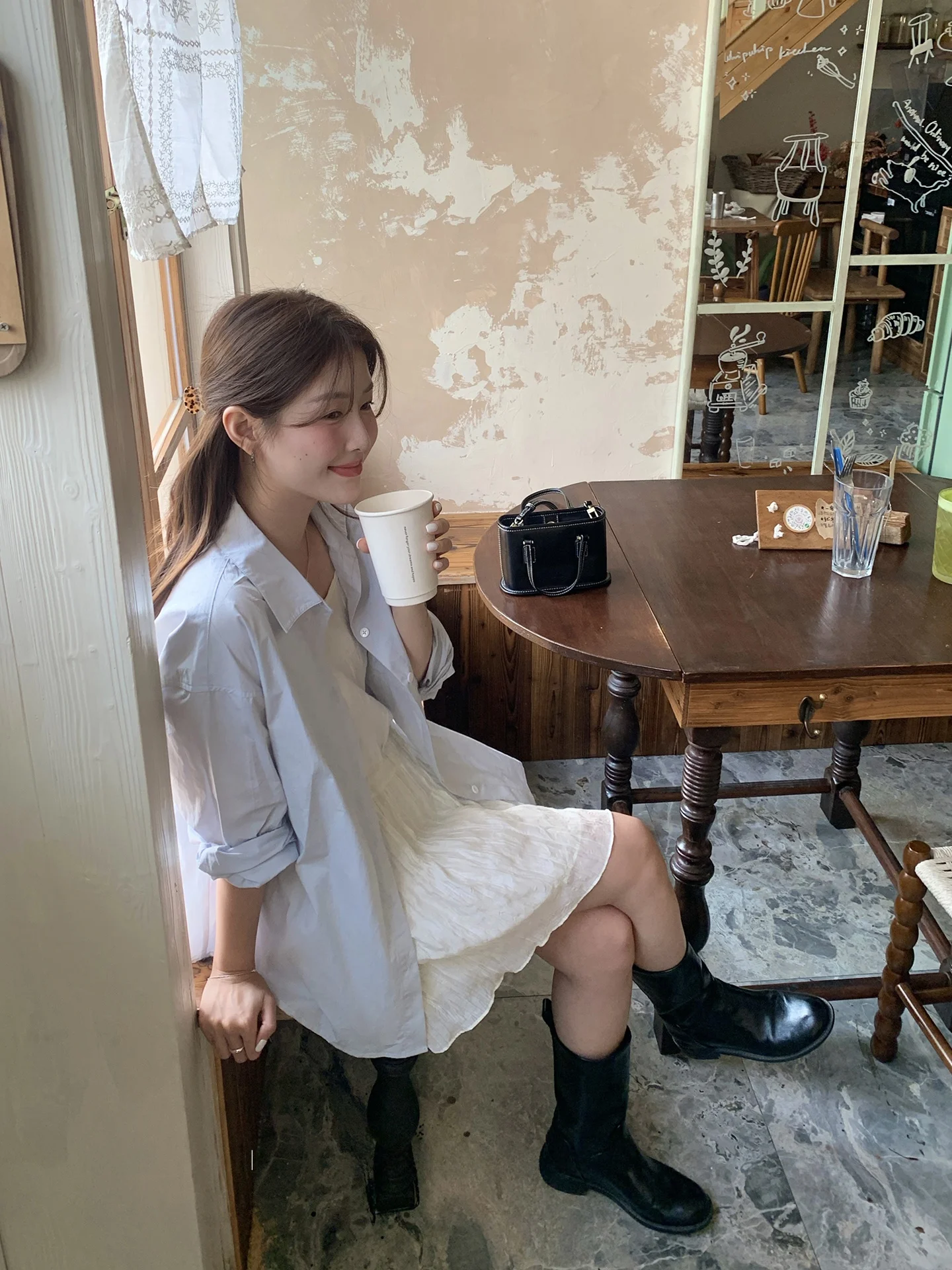 

Женская свободная рубашка Miao Mint из 100% хлопка для защиты от солнца, весна-лето, мягкая, легкая, синяя, в корейском стиле