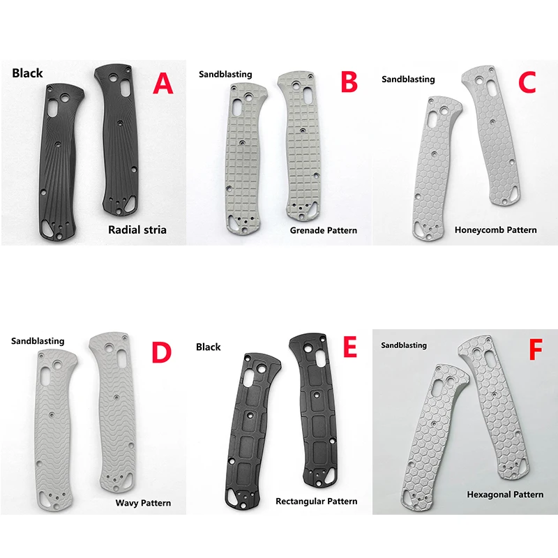 

6 Pattens Aluminium Alloy Folding Knife Scales Handle Patches for Benchmade Bugout 535 Knives Shank Grips No-Slip DIY Replace