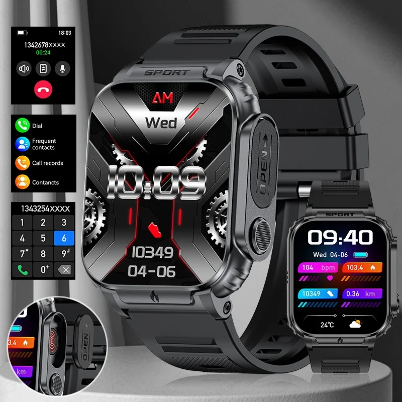 LIGE 2026 Smart Watch 1.95'' Large Screen Sports Sleep Monitor Bluetooth Call Waterproof 500mAh Battery Outdoor Men Smartwatch