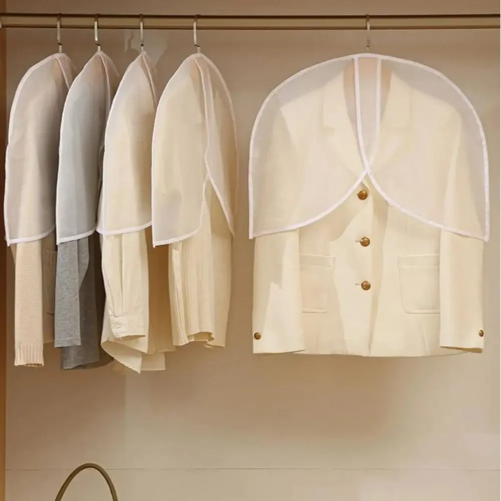 1/2/4pcs Clothes Dust Cover Home Hanging Transparent Closet Suit Case Half Shoulder Waterproof Cover Clothes Organizer