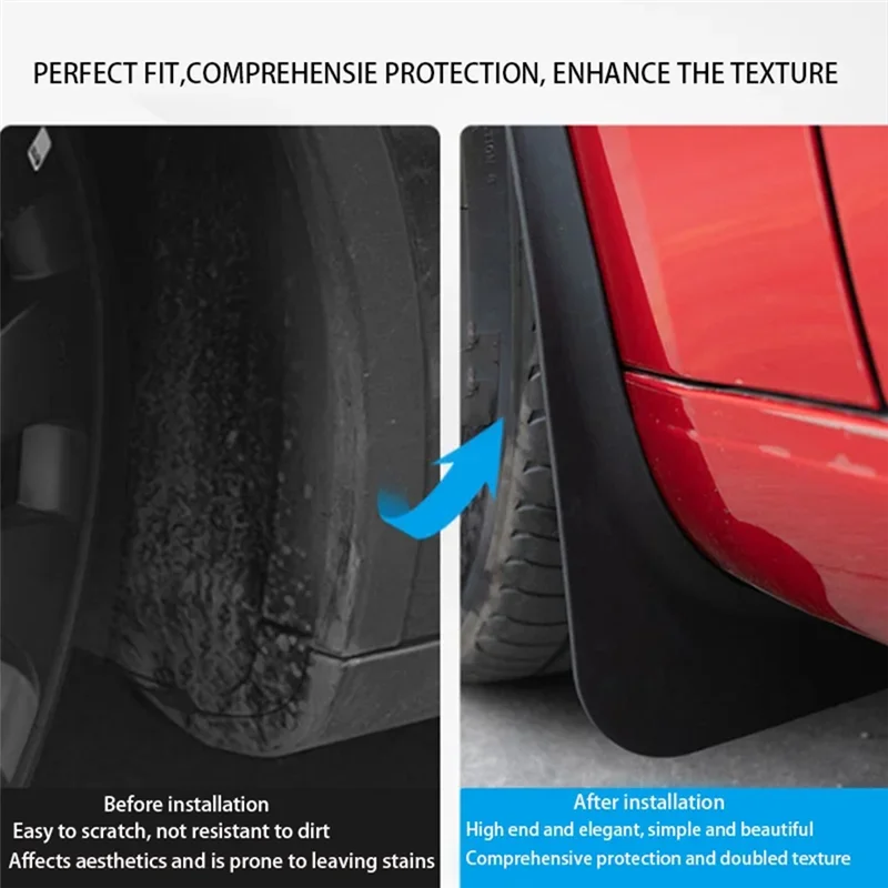 

Plain Mud Flaps For Tesla Model 3 Highland 2024 TPE Mudguards Fender Anti-Snow Anti-Sand Guard Protector Accessories