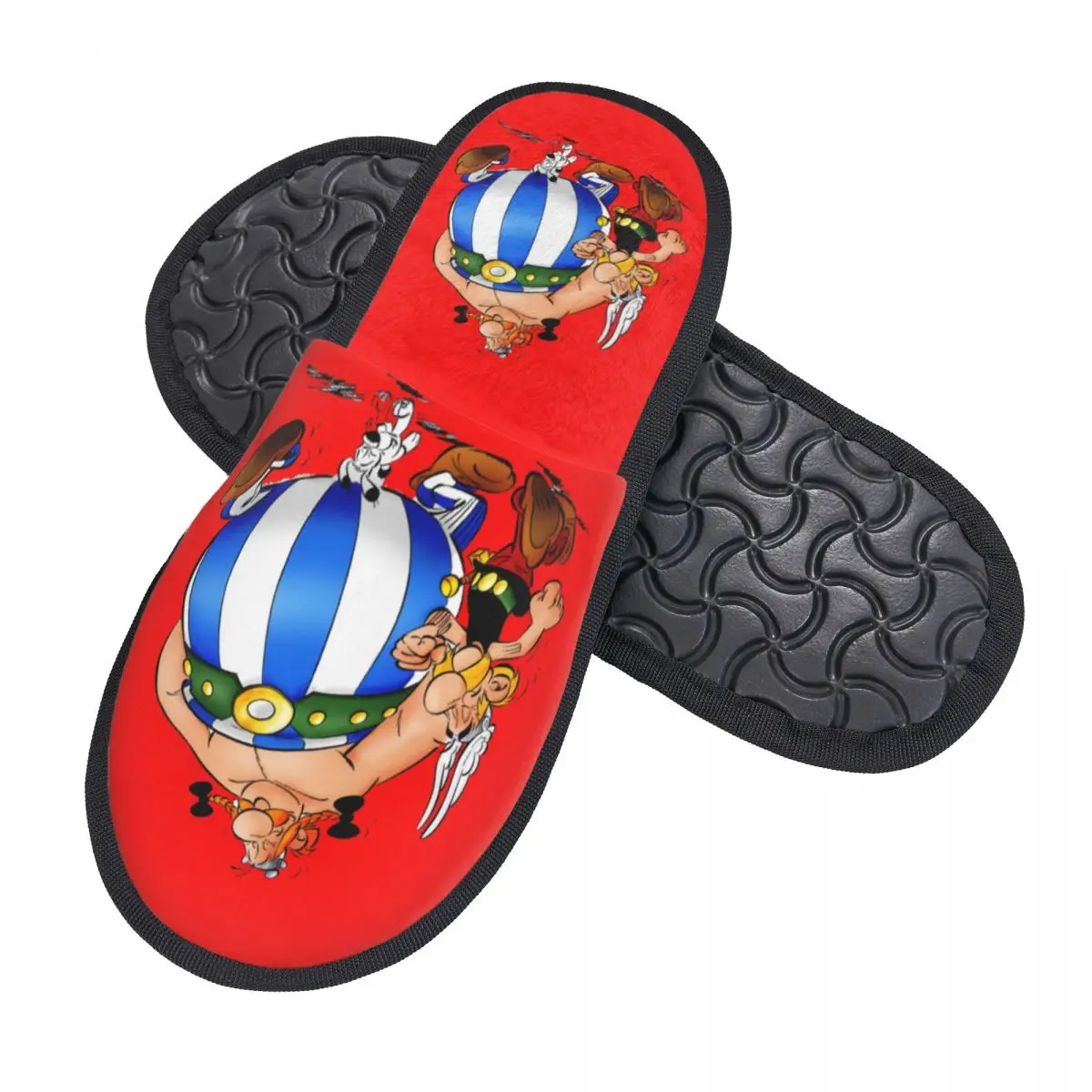 Custom Print Women Anime Asterix Obelix Idefix House Slippers Cozy Warm Memory Foam Fluffy Slipper Indoor Outdoor Shoes