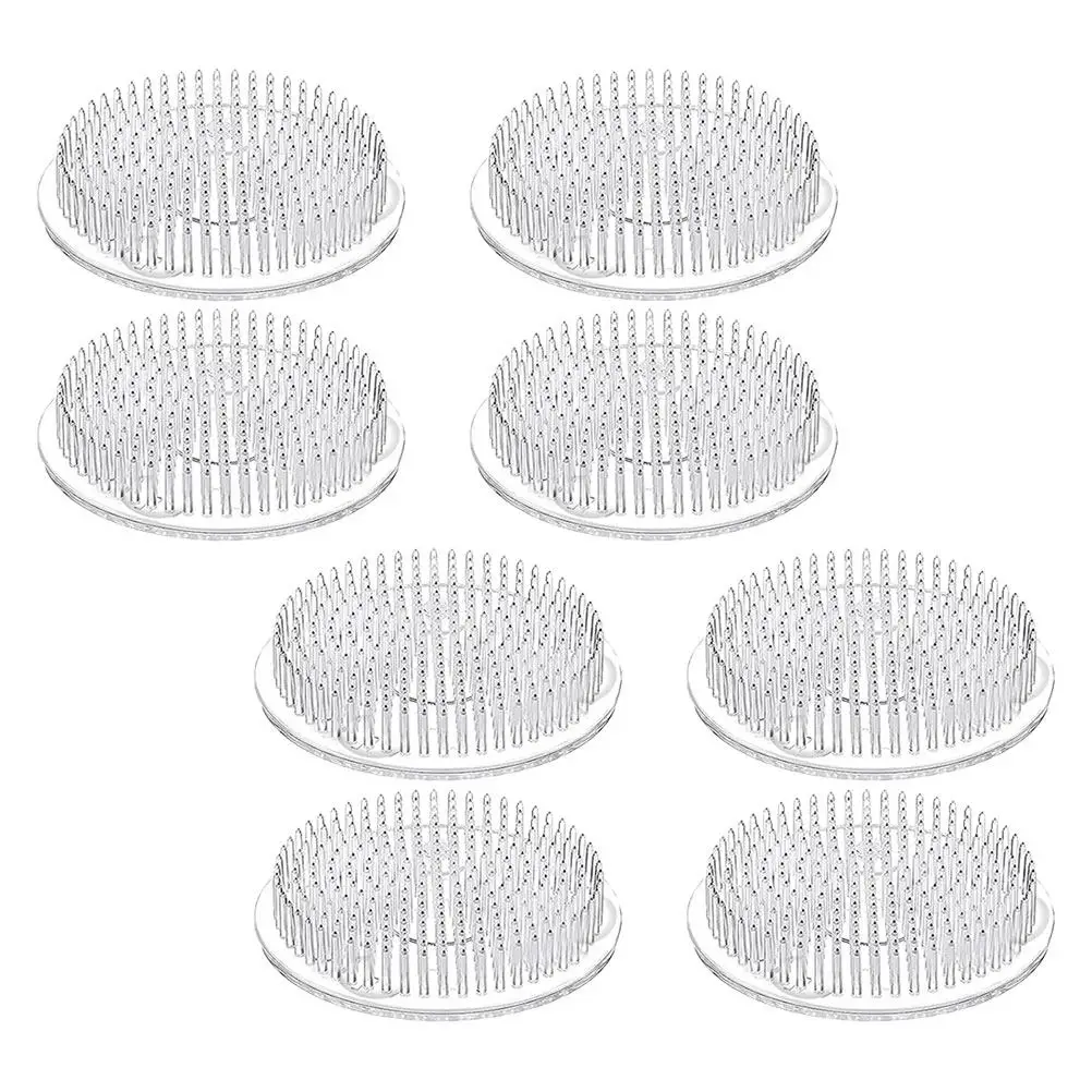8Pcs Plastic Flower Arrangement Holder Round Suction Cup Floral Pin Frog Stable Fixation Tool for Home Decor Flower Grid Frog