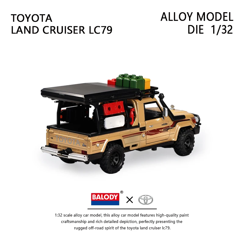 1/32 TOYOTA Land Cruiser LC79 Camping Off Road Toy Car Diecast Alloy Miniature Pull Back Sound & Light Collection Model Gift Boy view 5