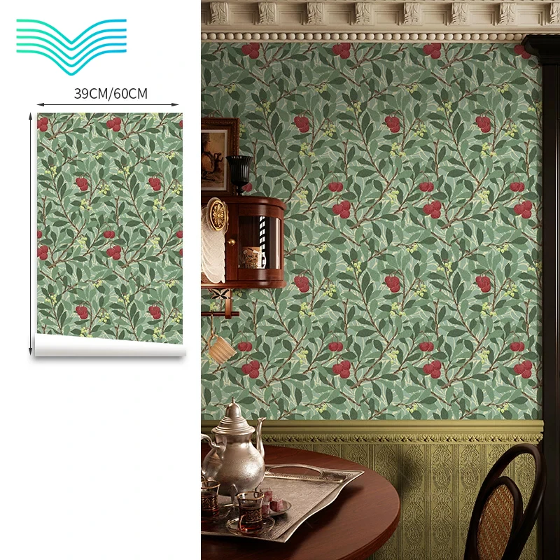 Vintage Rural Fruit Leaf Self Adhesive Wallpaper Rental Homestay Room Makeover Living Room Background Wall Renovation Decor