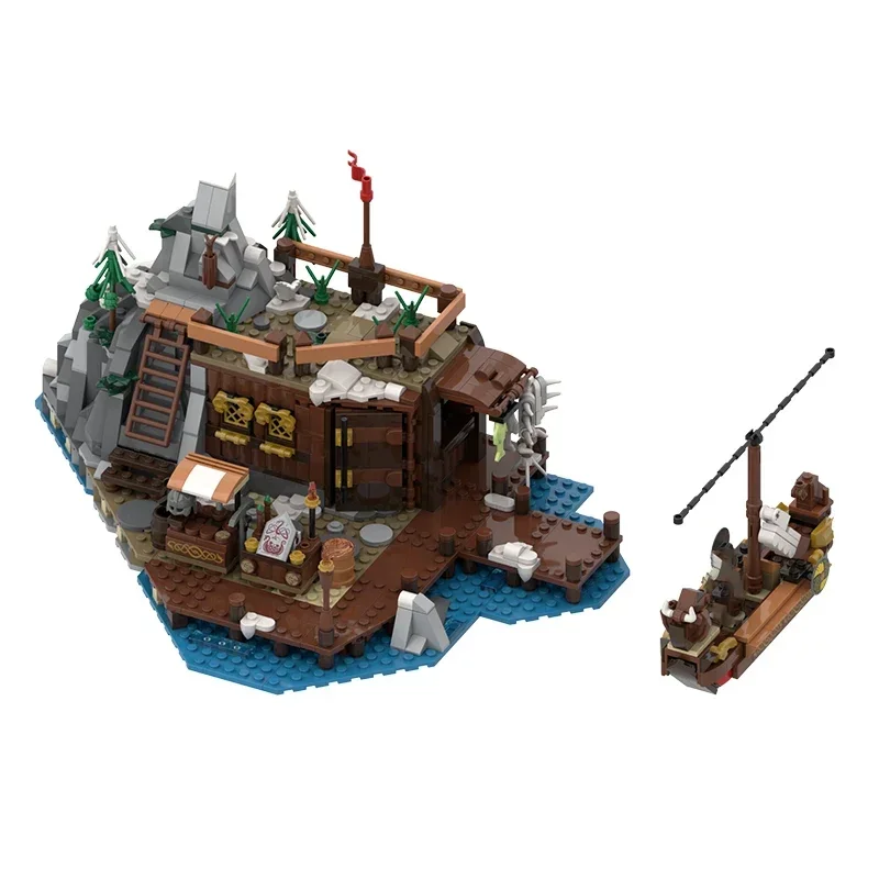 Medieval Viking Model Building Bricks, Extensão Vila, Blocos Modulares, Montagem DIY, Brinquedos de Natal, Montagem Moc, Conjuntos de Presentes