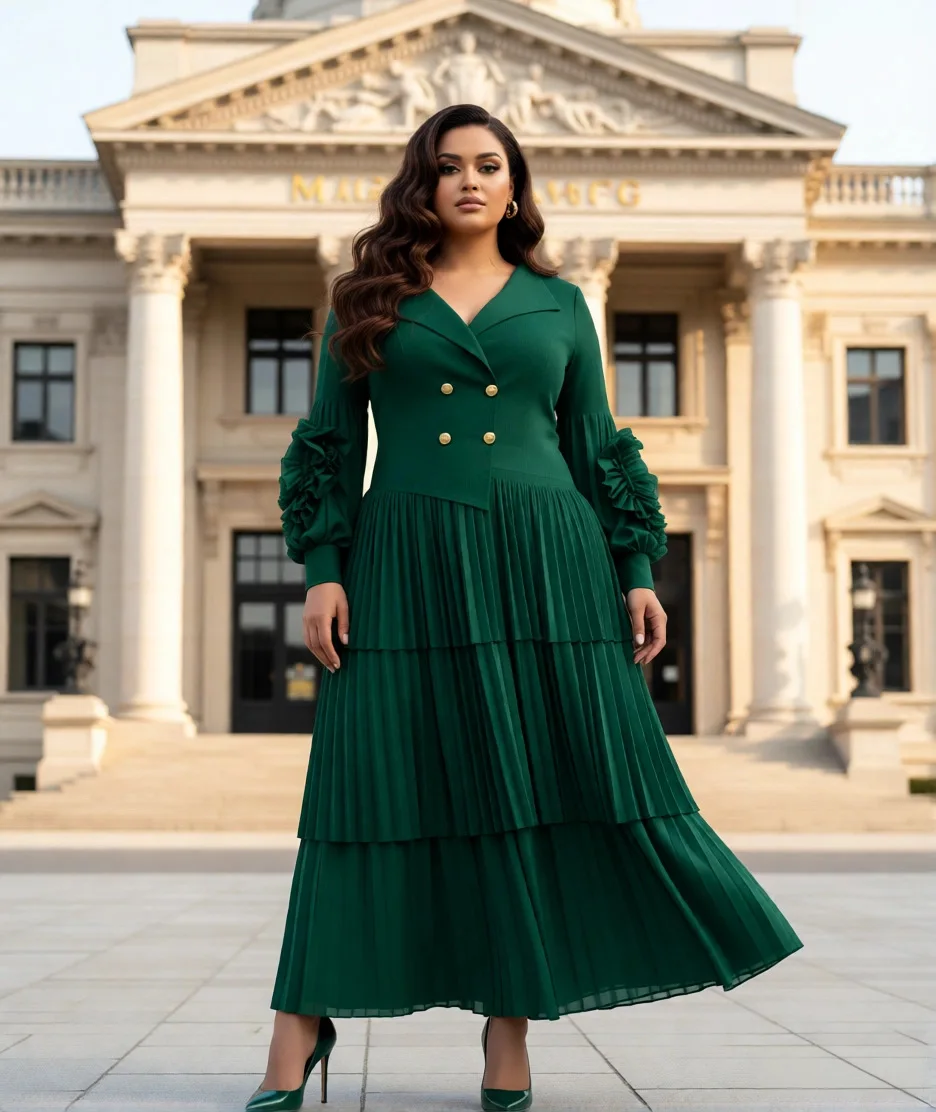 

Miyake Pleated New Loose Dress Fashion Temperament Waist Thin Elegant Women's Dress