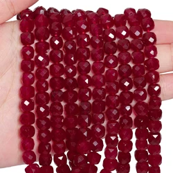 7x7mm AAA Faceted Cube Natural Stone Dark Red Chalcedony Beads Square Spacer Beads For Jewelry Making DIY Bracelets Accessories