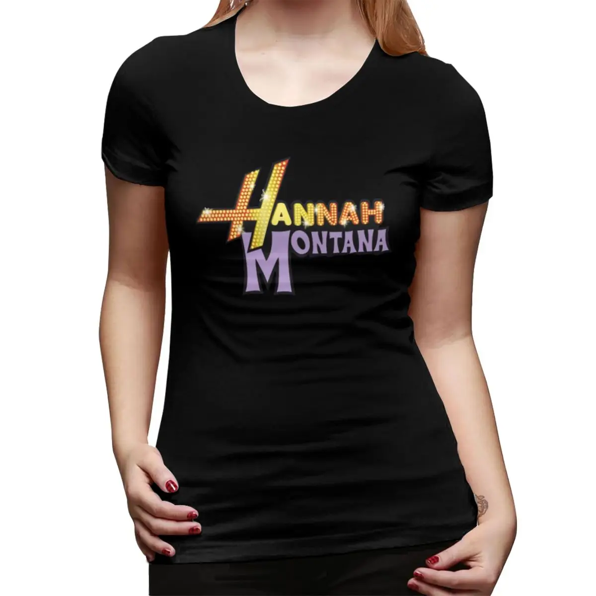 

Hannah Montana Logo T-Shirt for Women Crew Neck Streetwear T Shirts Women's Tees Short Summer Clothes Tops