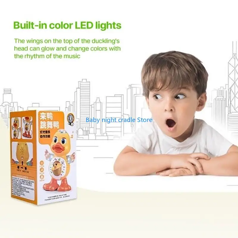 J2FF Electric Dancing Swinging Duck Toy Light Music Cartoon Toy Baby Crawling Toy