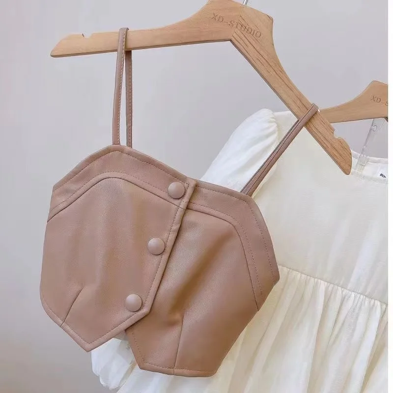 Frühling Herbst Mädchen Kleid Set Langarm Kinder Retro Pu Leder Weste Kleid Set Teenager-Mädchen Kleidung Anzug 4 6 8 12y – Detail 20