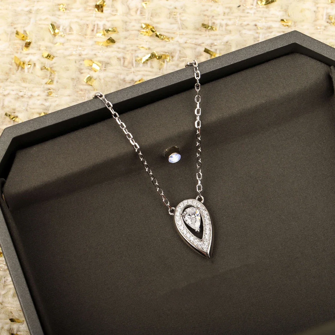 

Fine 925 Silver Crystal Necklace Women Top Quality Luxury Jewelry Premium Gift Trend