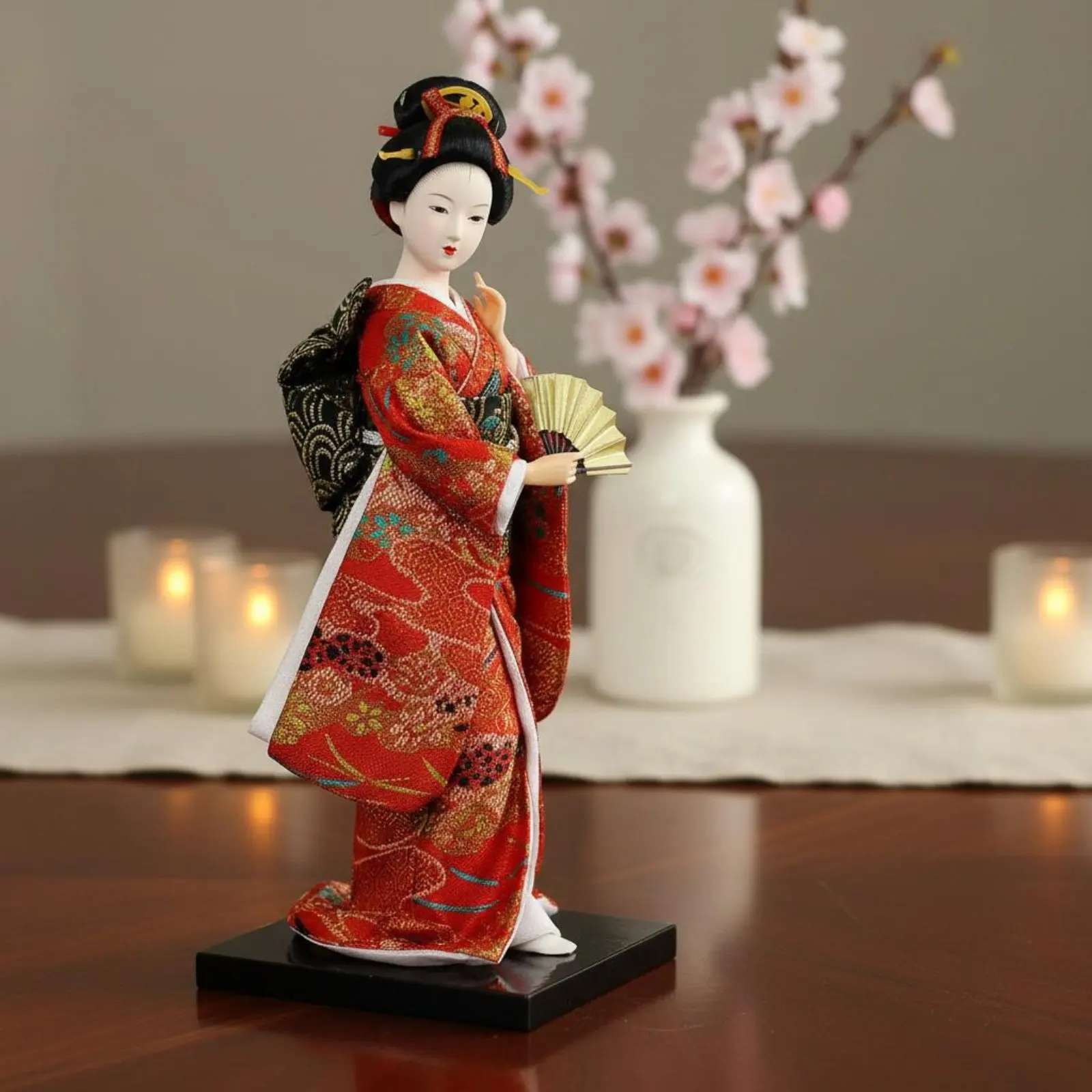 Japanese Geisha Doll Handmade Craft Traditional Japanese Doll Desktop Statue Detailed Costume House Decoration for Living Room view 4