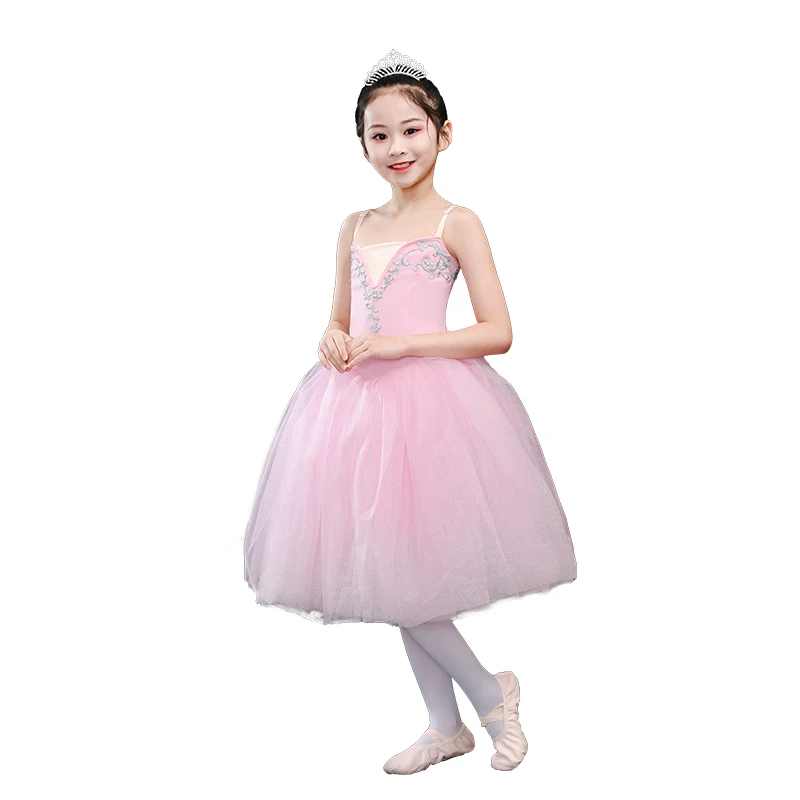 Ballet Romantic Tutu Skirt Dress Long Vestidos For Girls Performance Clothing Swan Ballet Dance Skirts Little Swan dance costume