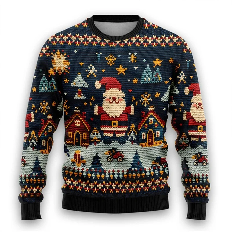 Holiday Funny Christmas Sweater For Women Men Santa Claus Snowman Men's Sweatshirt Xmas Family Ugly Sweaters Pullovers Tops