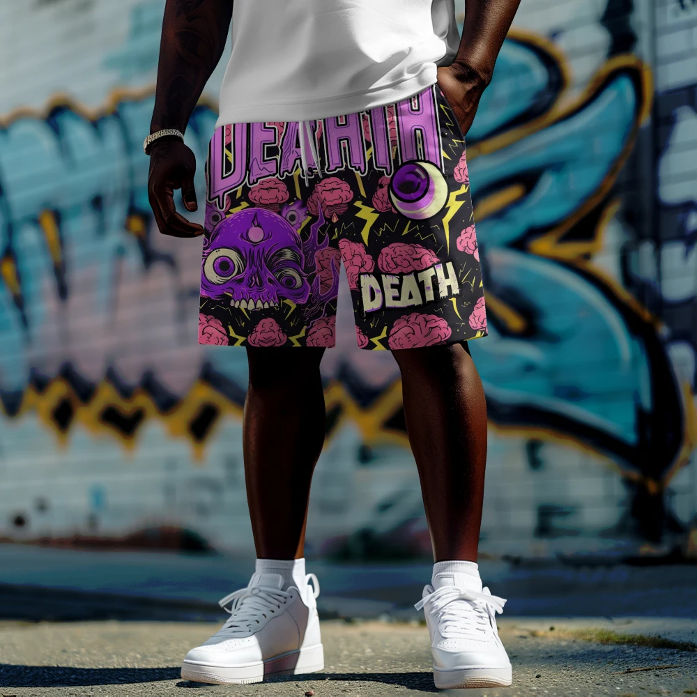 

Summer men Large shorts Hawaiian Make Fun of brain print shorts Daily casual sports shorts pants