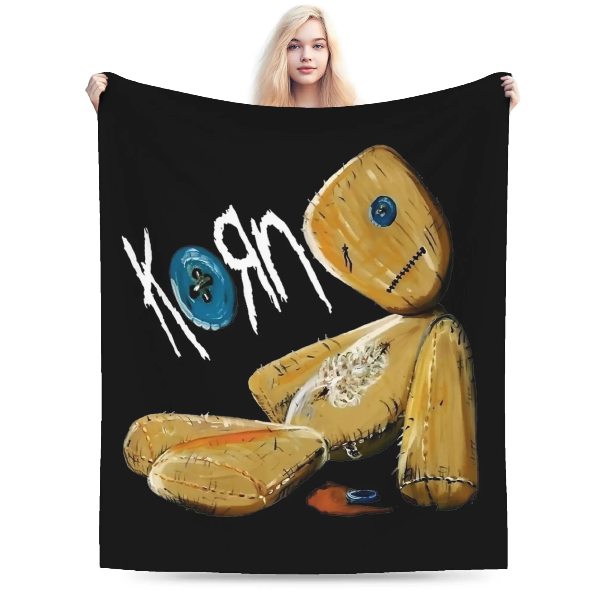Korn Metal Music Band Doll Blankets Coral Fleece Plush Printed  Portable Thin Throw Blankets for Bedding Bedroom Bedspreads