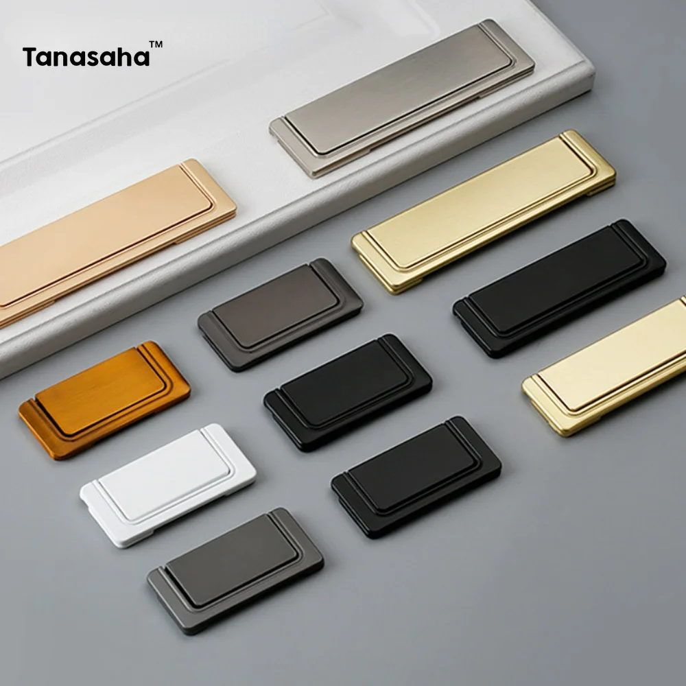 Zinc Alloy Cabinet Handle Minimalist Drawer Pull Durable Black Kitchen Cabinets Door Handle for Wardrobe Closet Furniture