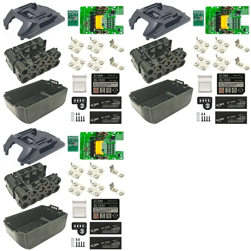 fybl-3x-bl1830-lithium-battery-case-bms-pcba-balance-charging-protection-board-shell-for-18v-bl1860b-60ah-led-18650-li