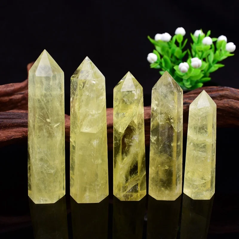 Natural Crystal Citrine Obelisk Mineral Specimen Healing Stone Reiki Crystal Hexagonal Pillar Crafts Home Decor Souvenir Crafts