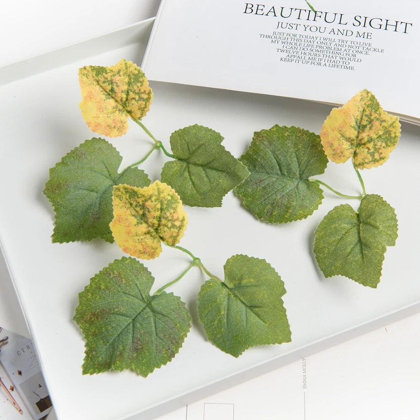 Artificial Cheap Grape Leaf Plants Wedding Decor Party Garland Home Room Wall Arch Outdoor Yard Garden Silk Maple Leaf Accessory