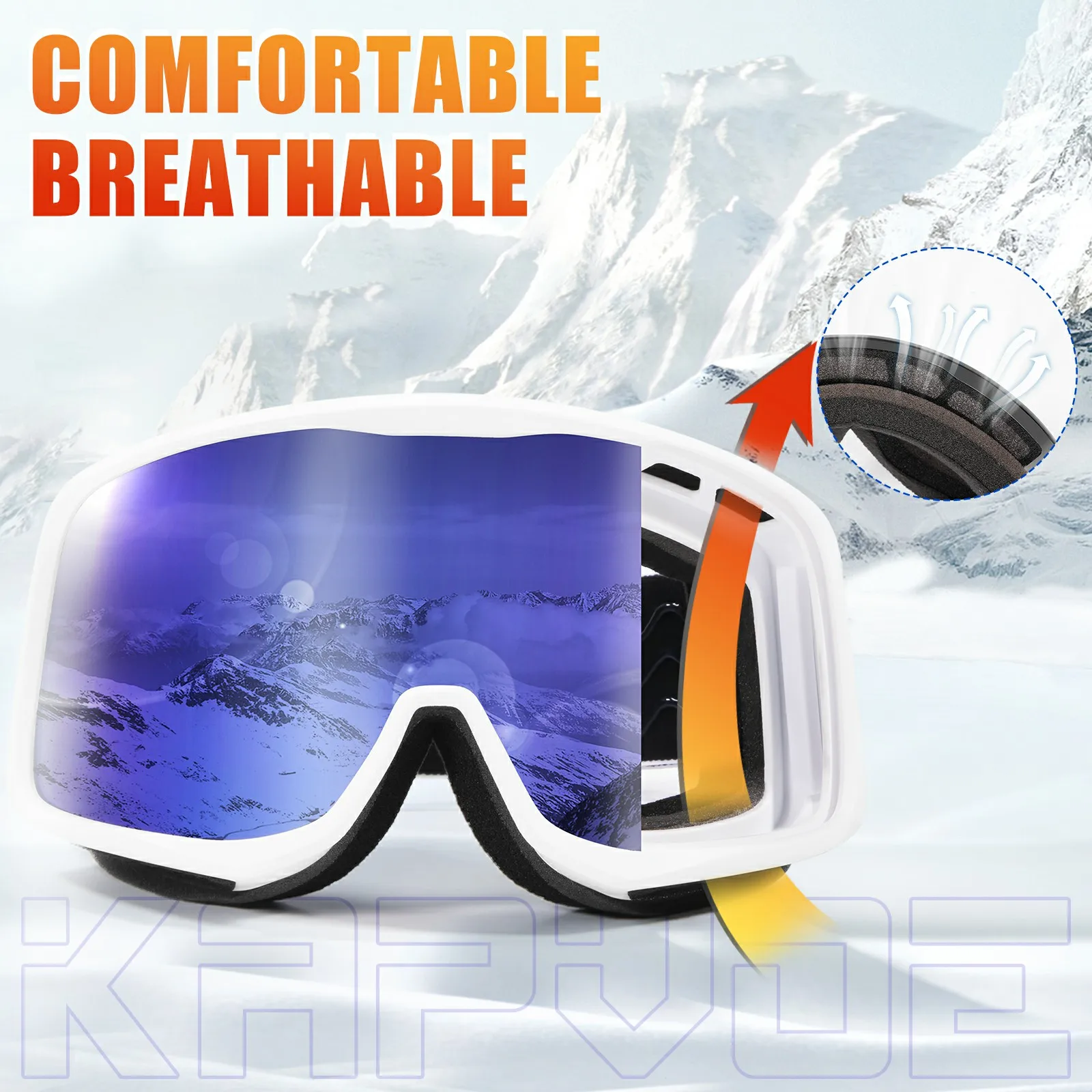 Kapvoe New Outdoor Ski Snowboarding Sunglasses Anti-Fog UV400 Protection Snowmobile Glasses Skiing Mask Men Women Snow Goggles