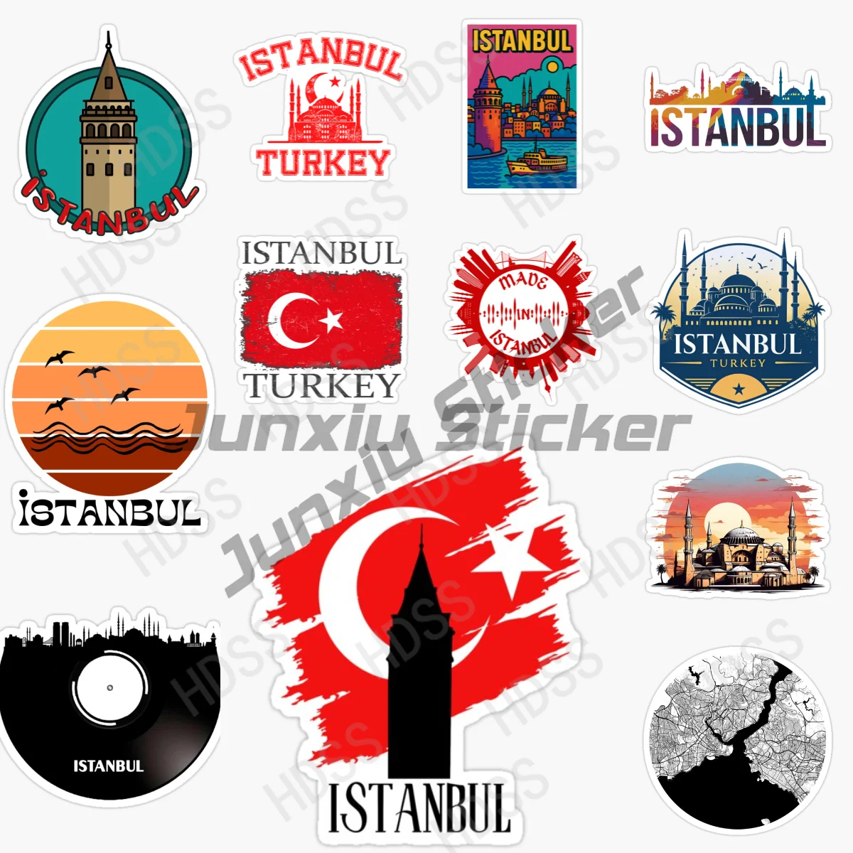 

Türkiye Istanbul Scenery National Flag National Emblem Car Sticker Self-adhesive Waterproof PVC Decorative Decal