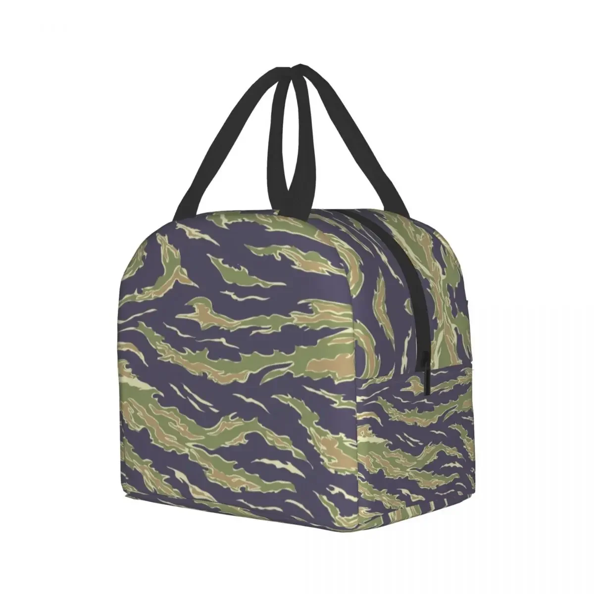 Tiger Stripe  Army Camouflage Insulated Lunch Bags for Women Tactical Camo Portable Thermal Cooler Bento Box School