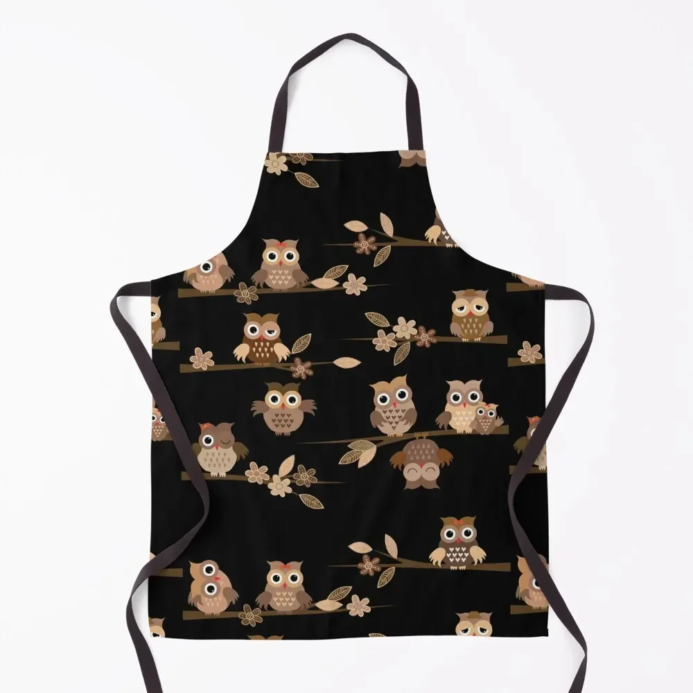 Cute brown cartoon owls Apron Professional Barber Kitchen Supplies cleanings Apron