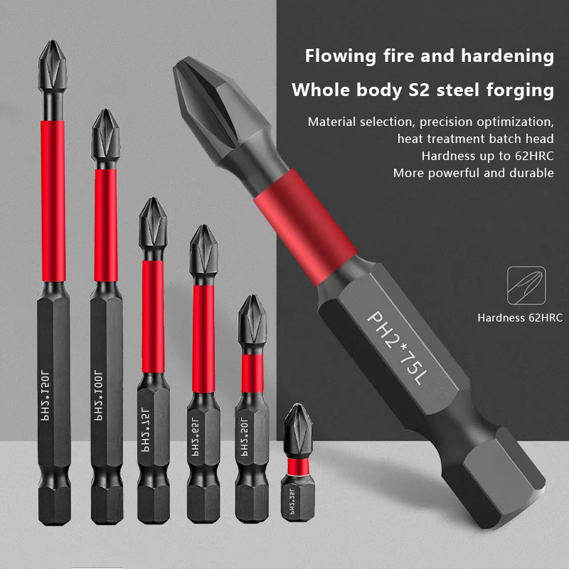 2pcs PH2 Impact Type Bit High Speed Steel Wear Resistance Separate Sell Separately Carpentry Power Tool Part