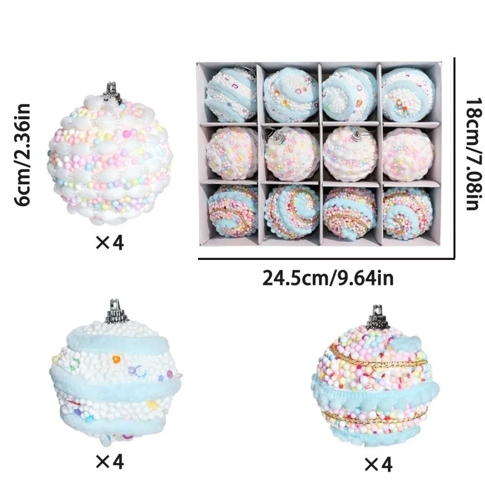 12 pezzi 6 cm palline di Natale ornamenti pendenti schiuma macaron palline appese colorate per albero di Natale punto colorato decorazioni natalizie