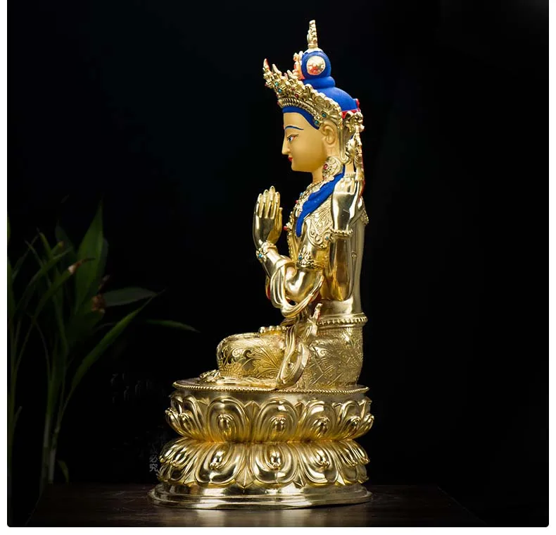 48CM large High-grade Buddha statue Tibetan Buddhism Nepal Gilding Four arm Guanyin Buddha statue bless Safety luck