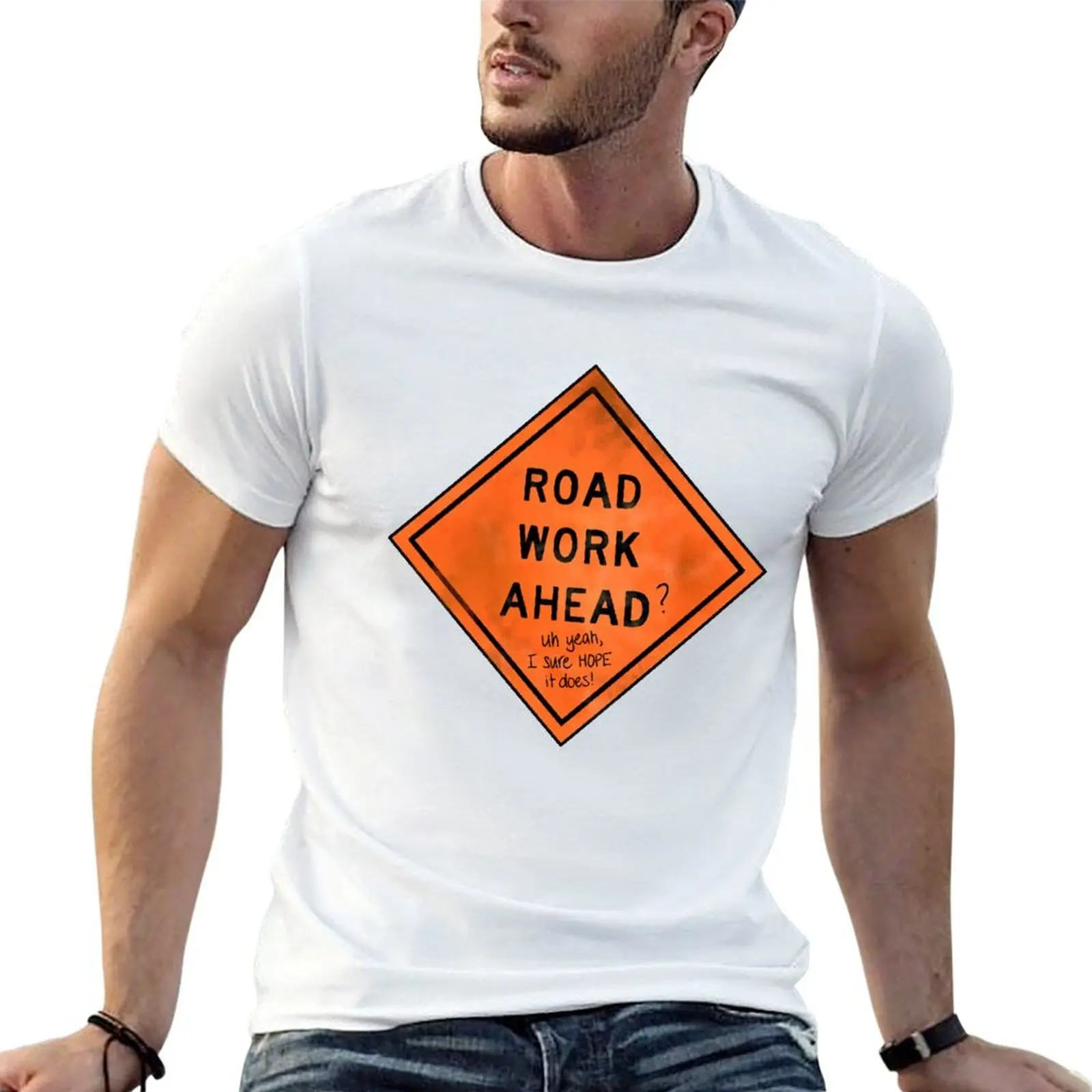 Travaux routiers en perspective ? Ouais, j'espère vraiment que c'est le cas ! T-shirt décontracté pour les vacances d'été
