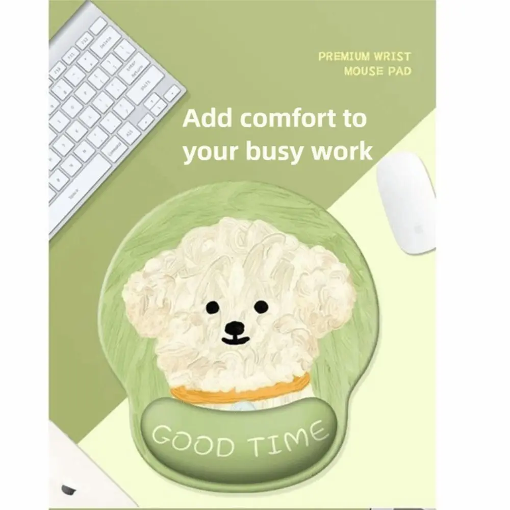 Kawaii Cartoon Mouse Pad with Wrist Rest Rubber HD Printing Puppy Mouse Pad Cute Soft Mat Mouse Mat Office Use