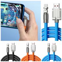 USB A 180 Degree Silicone Data Cable 120W Fast Charging Rotation Silicone Charging Cable 1M/2M IOS/Type C/micro USB