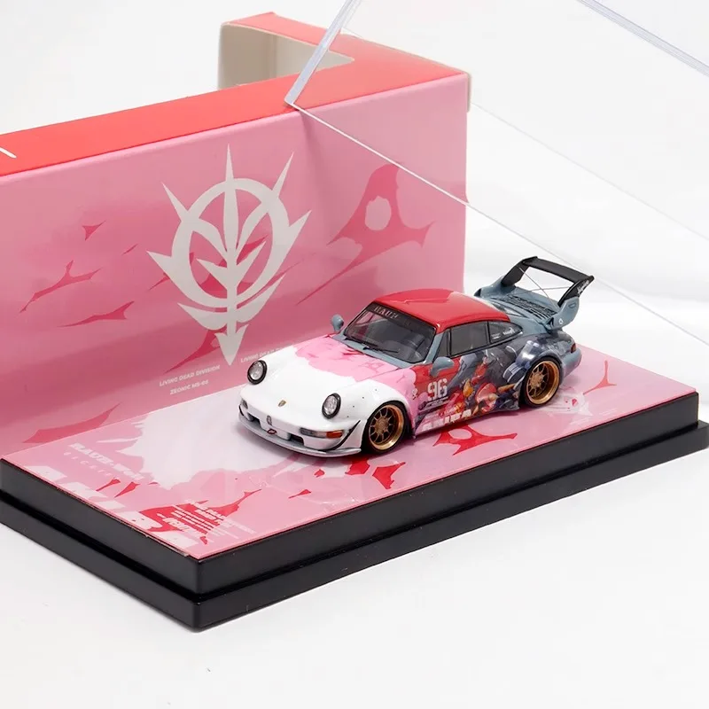 Decodificar diecast 1/64 escala porsche liga modelo carros porsche rwb 964 zaku revestimento jogar veículos brinquedos para meninos presente caixa original