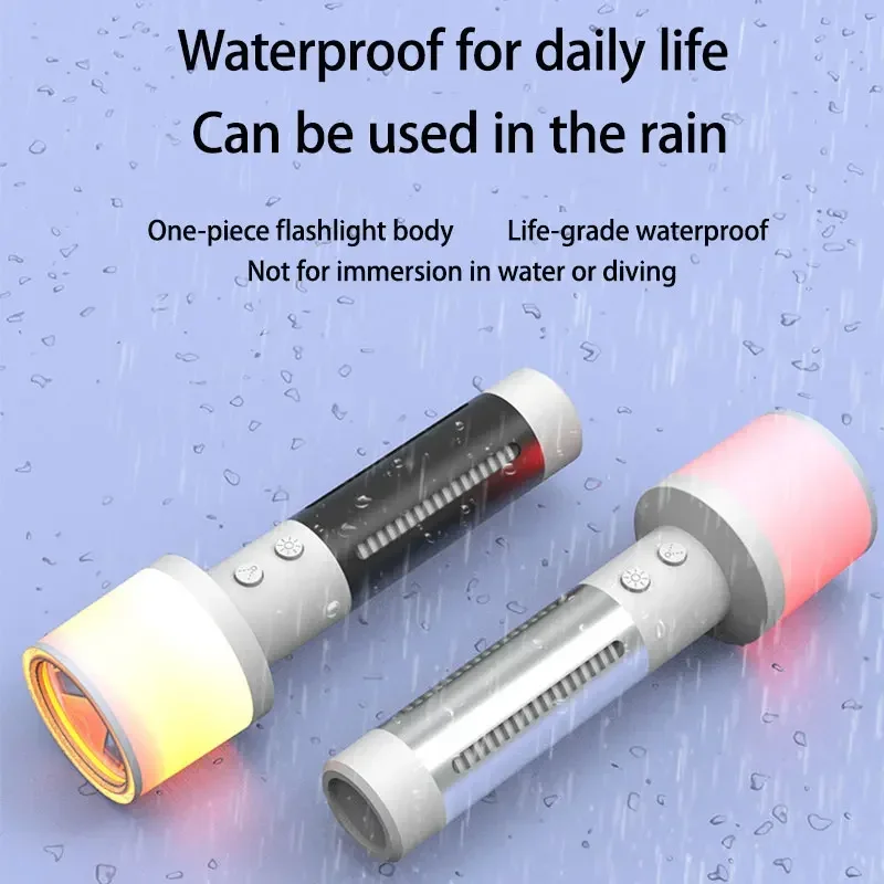 โคมไฟคู่ไฟฉาย LED USB ชาร์จไฟฉายความสว่างสูงกันน้ําตกปลาเดินป่าตั้งแคมป์โคมไฟ Long Shot Hand Light