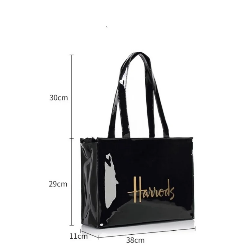 حقيبة أكتاف Harrods UK مطبوعة صديقة للبيئة حقيبة تسوق ذات سعة كبيرة مقاومة للماء