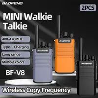 2PCS Baofeng Mini Walkie Talkie BF-V8 Long Range UHF Large Capacity Transceiver Two Way Ham Radio For Restaurant Hotel