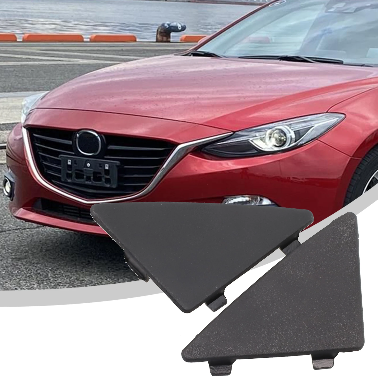 /2pcs /Tow /Hook Cap Cover For Mazda 3 2014-2016 BHN1-50-101 BHN1-50-102 Front Bumper Lower Grille Triangle Plastic Direct Repla