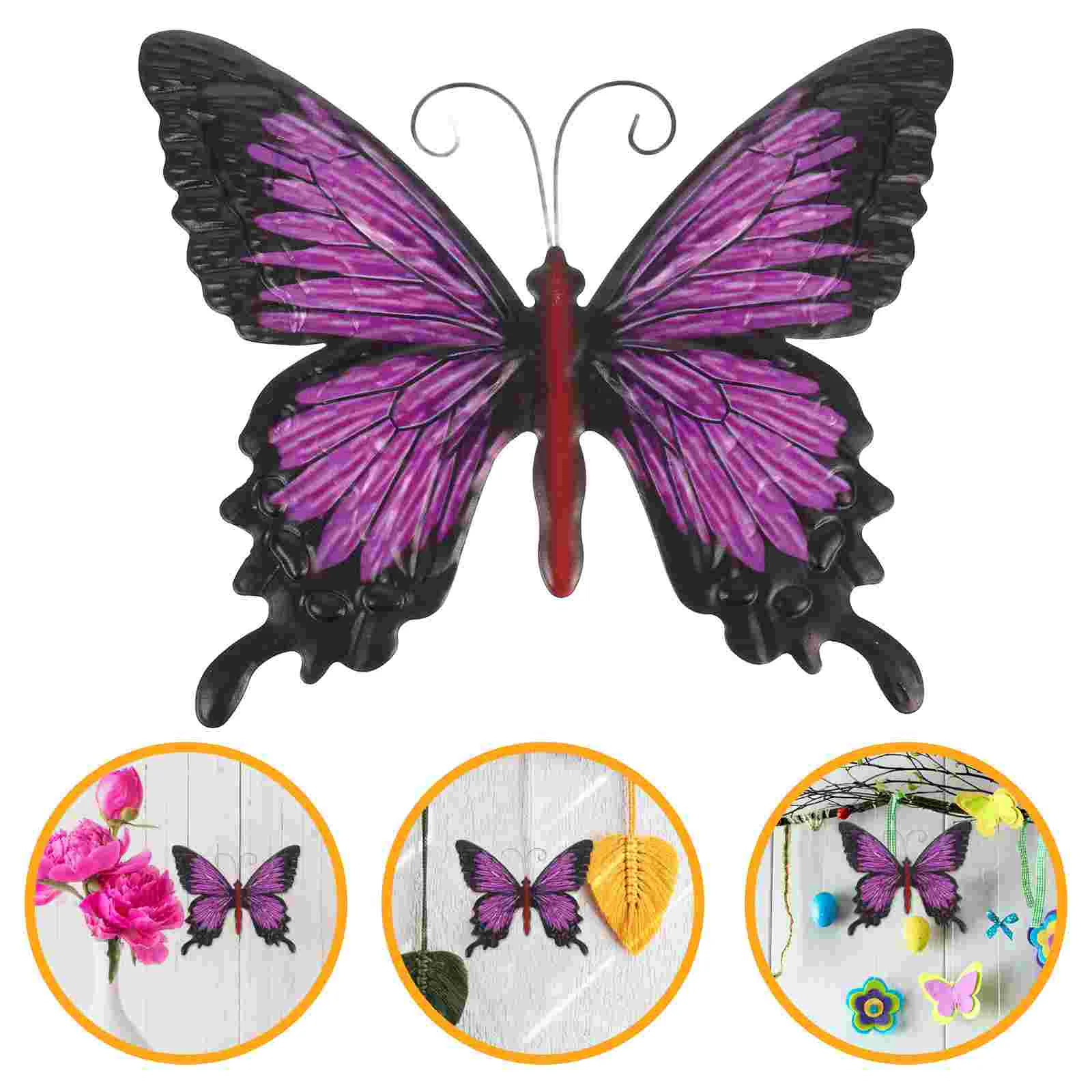 

Wrought Iron Butterfly Pendant Decorations for Outdoor Garden Home Ornament Simulated Wall Metal