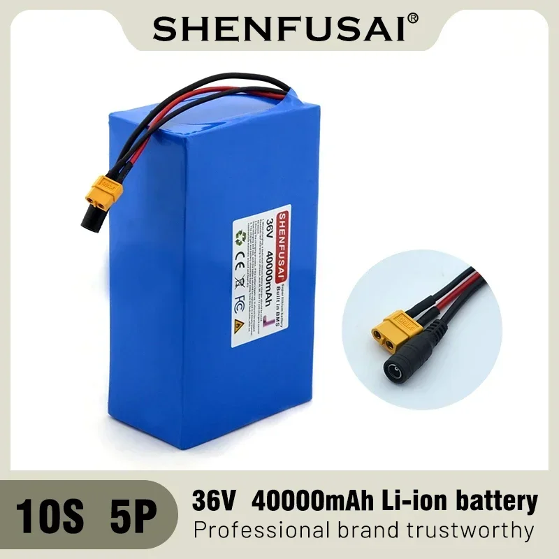 

100%High power 36V 10S5P 18650 lithium-ion battery pack, suitable for bicycles, scooters, BMS+3A chargers