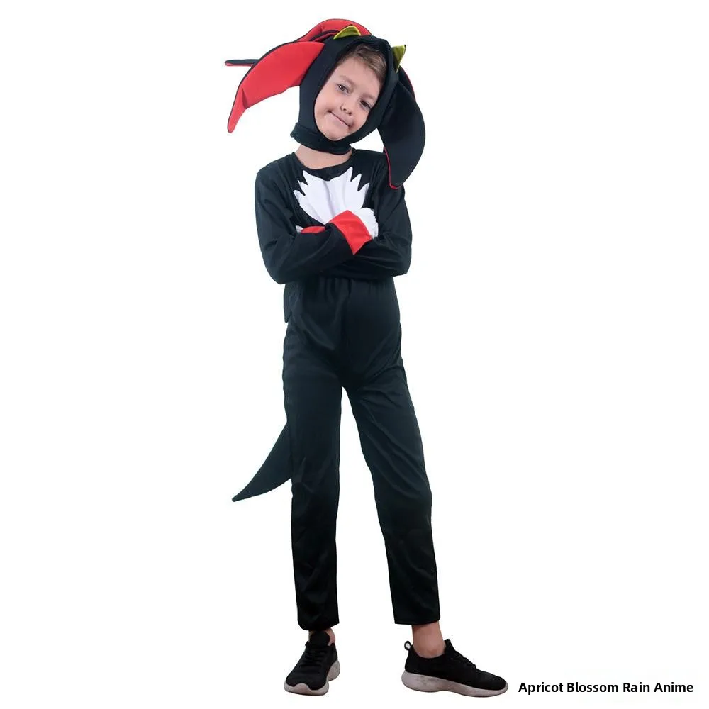 

Bla Sonic Super Speed Boy loween Role-plang Children's Performance Costume Game Anime Sle Stage Ethnic Wear